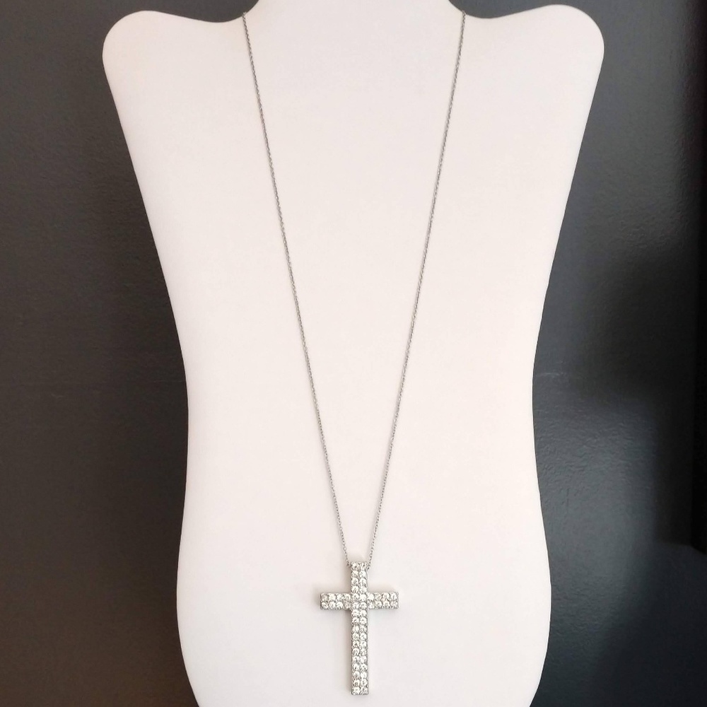 Cross necklace with faux diamonds